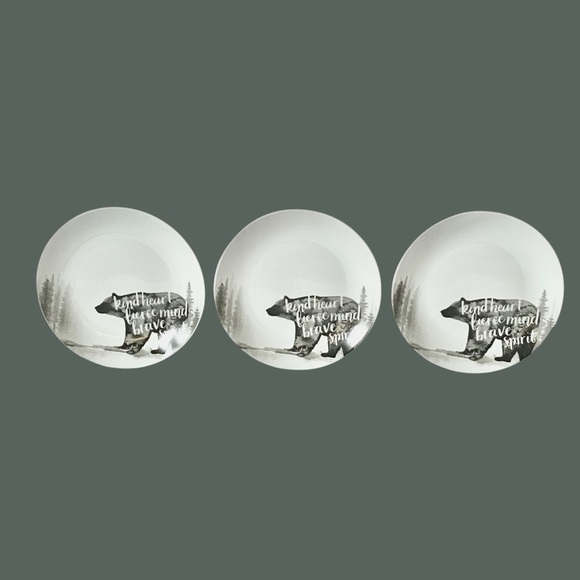 Mikasa Wise Talkers 3 Bear Salad Plates “Kind Heart Fierce Mind Brave Spirit”